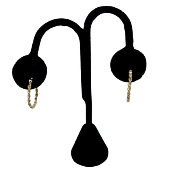 SOLID 14K YELLOW GOLD TWISTED ROPE HOOP EARRINGS~ 2.89 GRAMS - Picture 2 of 7